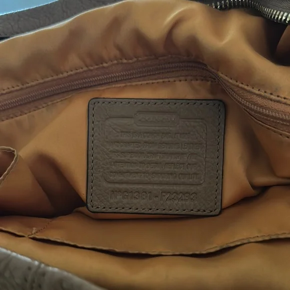 Coach Tan and Red Soft Pebble Leather Crossbody Bag - Picture 2 of 9